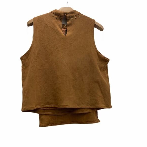 Faux-Suede Halter Top W/ Studded Trim Details - Picture 4 of 4